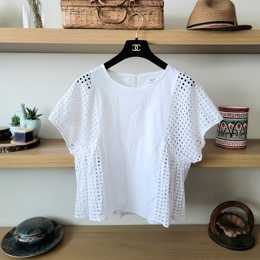 Madewell White Eyelet Women's Top 100%cotton